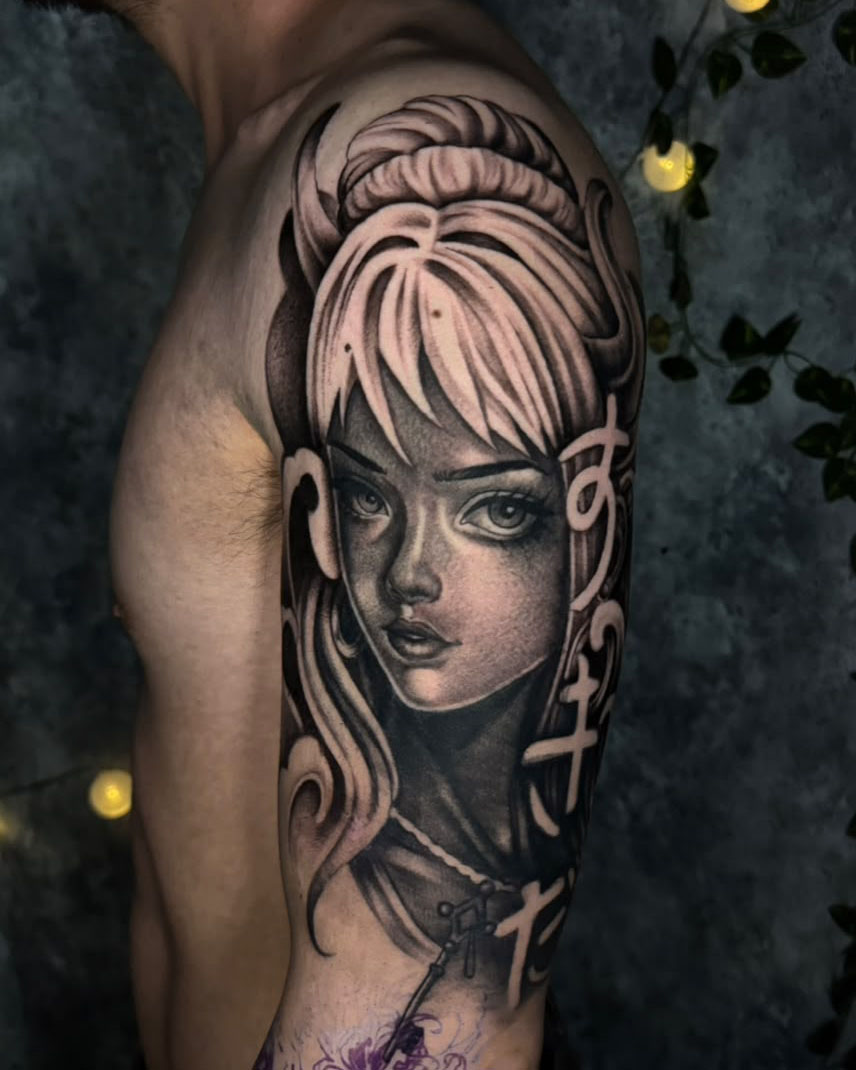 Tatuaje sombras / black & grey por Cintia Tattoo